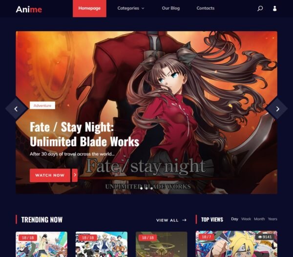 Anime Gaming Website Template